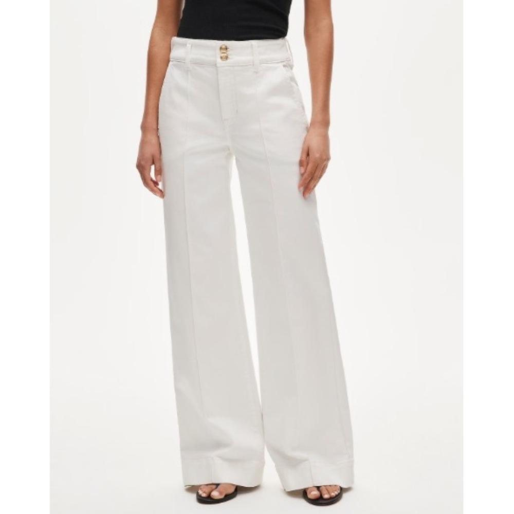 NEW J. Crew Denim Trouser Size 32 Tall White Coastal Old Money Wide Leg Stretch